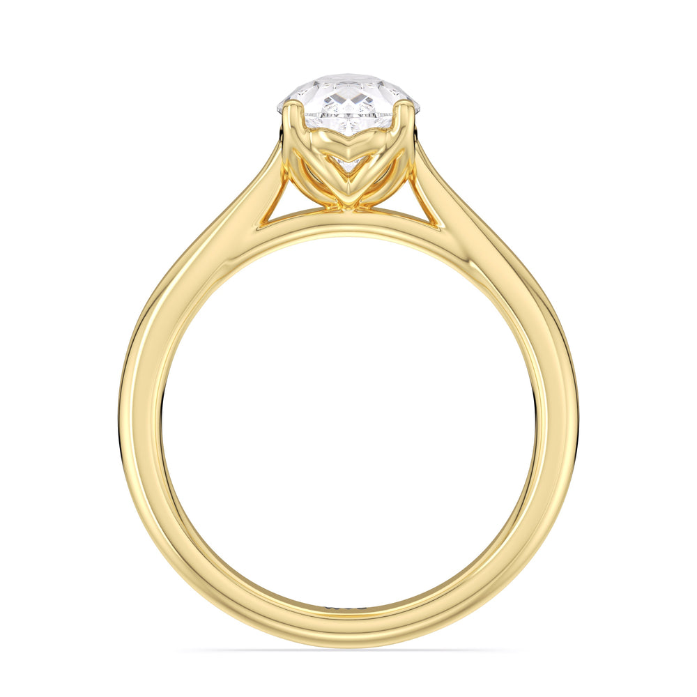 Pear Cut Tulip Basket Cathedral Classic Solitaire Engagement Ring (E+ VVS+) with Lab Grown Diamond in 14KT Yellow Gold view 2
