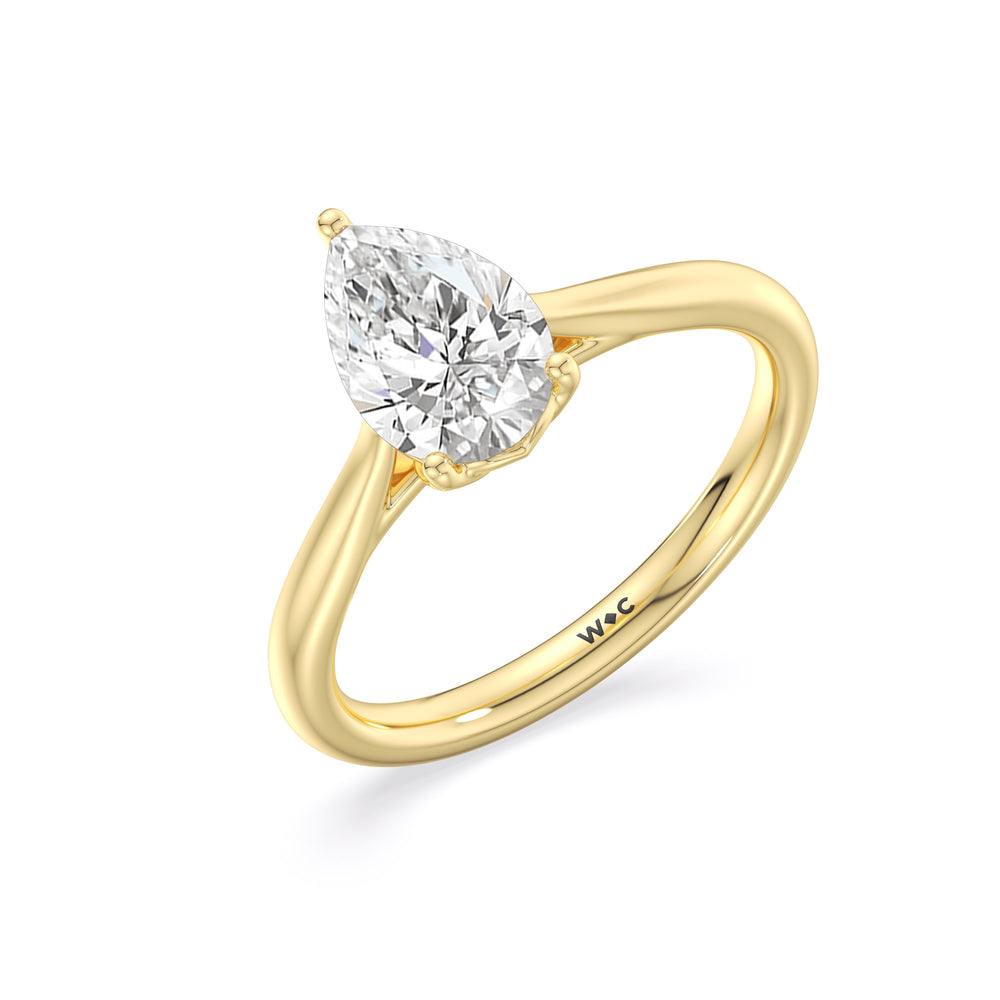 Pear Cut Tulip Basket Cathedral Classic Solitaire Engagement Ring (E+ VVS+) with Lab Grown Diamond in 14KT Yellow Gold view 3
