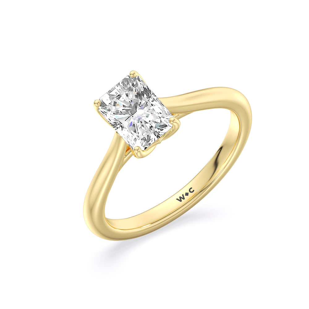 Radiant Cut Tulip Basket Cathedral Classic Solitaire Engagement Ring (E+ VVS+) with Lab Grown Diamond in 14KT Yellow Gold view 3
