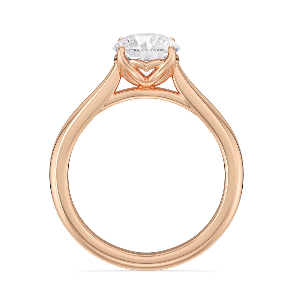 Round Cut Tulip Basket Cathedral Classic Solitaire Engagement Ring (E+ VVS+) with Lab Grown Diamond in 14KT Rose Gold view 2
