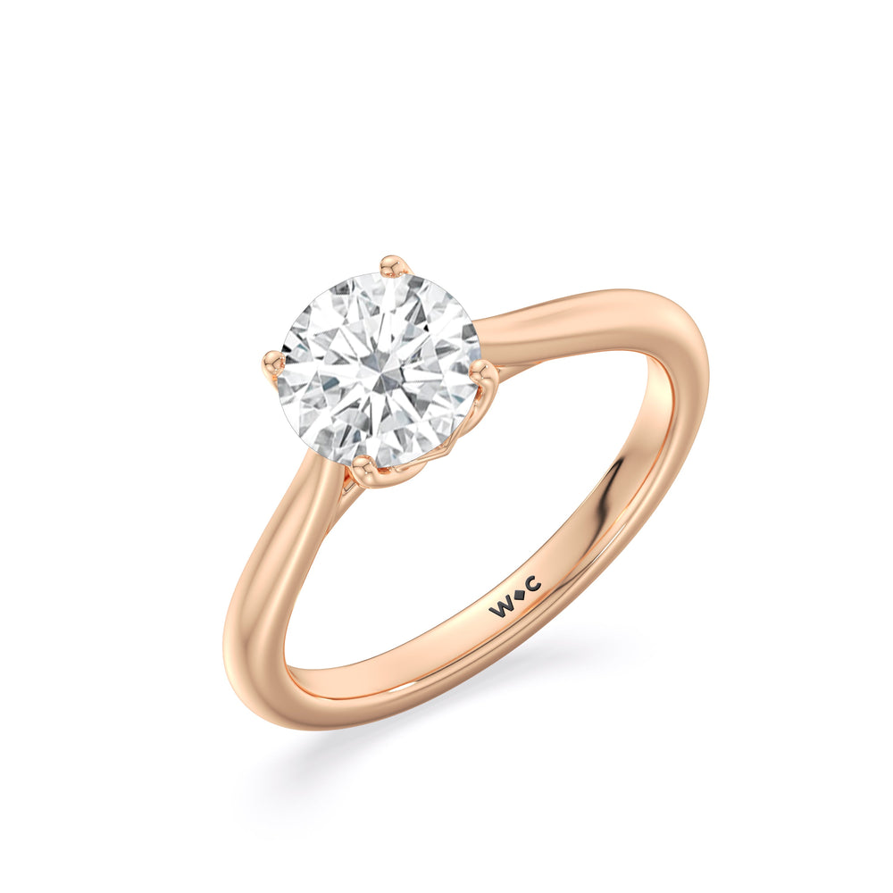Round Cut Tulip Basket Cathedral Classic Solitaire Engagement Ring (E+ VVS+) with Lab Grown Diamond in 14KT Rose Gold view 3
