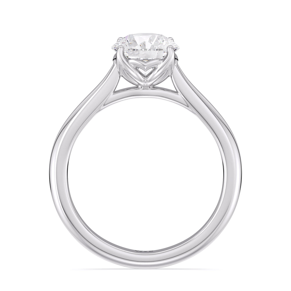 Round Cut Tulip Basket Cathedral Classic Solitaire Engagement Ring (E+ VVS+) with Lab Grown Diamond in 14KT Platinum view 2
