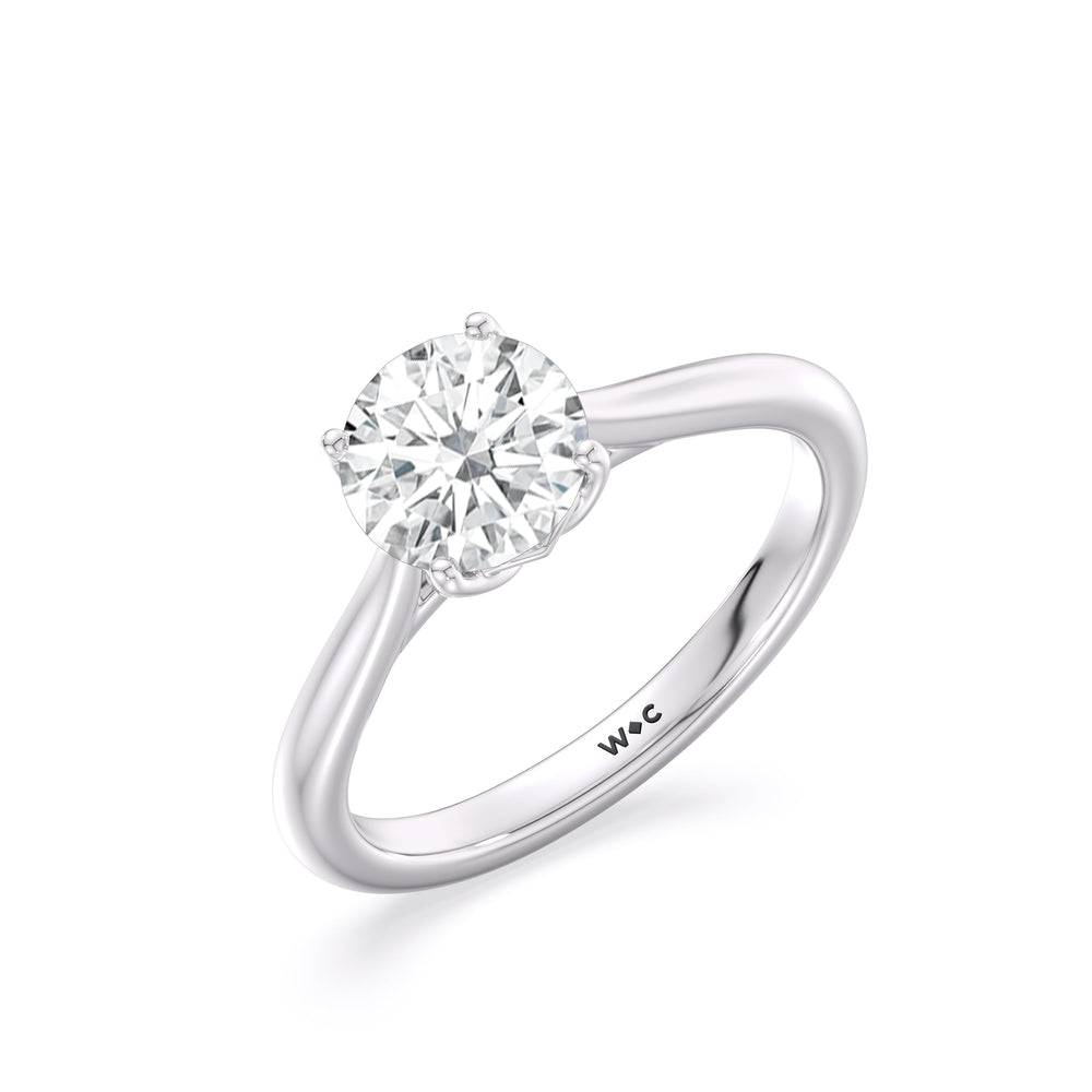Round Cut Tulip Basket Cathedral Classic Solitaire Engagement Ring (E+ VVS+) with Lab Grown Diamond in 14KT Platinum view 3
