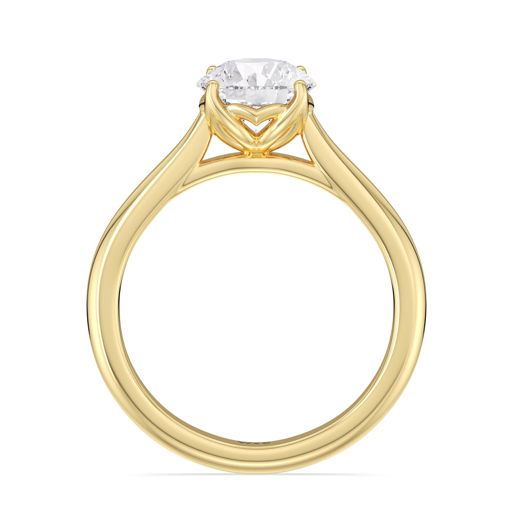 Round Cut Tulip Basket Cathedral Classic Solitaire Engagement Ring (E+ VVS+) with Lab Grown Diamond in 14KT Yellow Gold view 2

