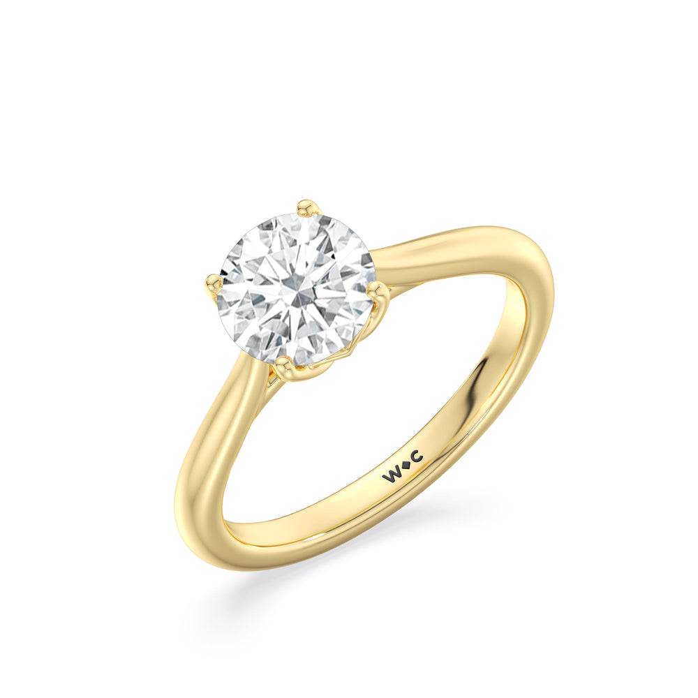 Round Cut Tulip Basket Cathedral Classic Solitaire Engagement Ring (E+ VVS+) with Lab Grown Diamond in 14KT Yellow Gold view 3
