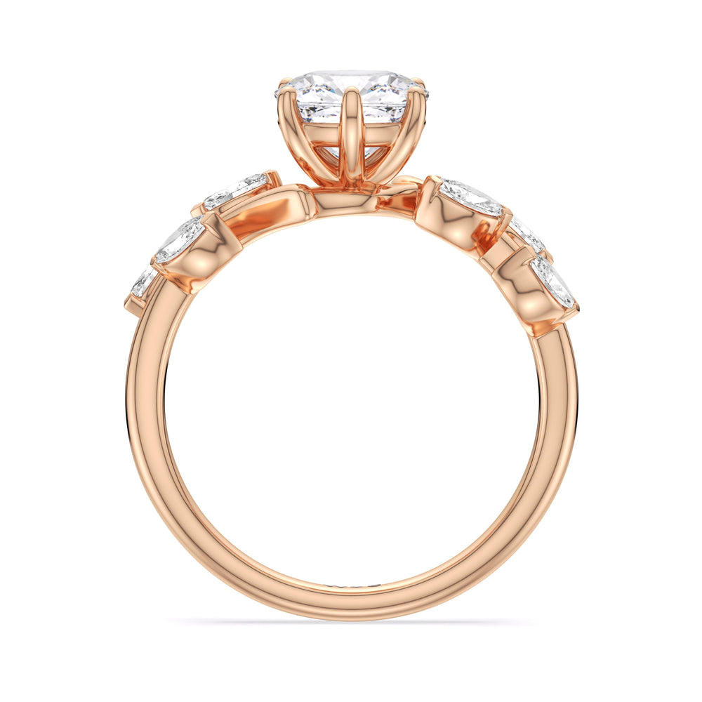Cushion Cut Slender Vine Six Prong Lab Grown Diamond Engagement Ring (E+ VVS+) with Lab Grown Diamond in 14KT Rose Gold view 2
