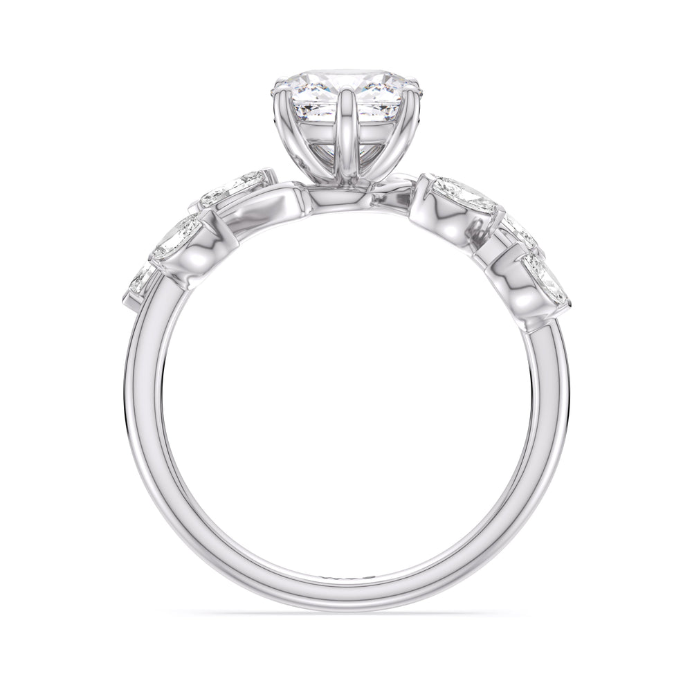 Cushion Cut Slender Vine Six Prong Lab Grown Diamond Engagement Ring (E+ VVS+) with Lab Grown Diamond in 14KT Platinum view 2
