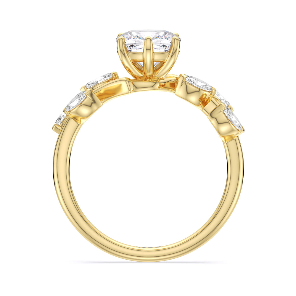 Cushion Cut Slender Vine Six Prong Lab Grown Diamond Engagement Ring (E+ VVS+) with Lab Grown Diamond in 14KT Yellow Gold view 2
