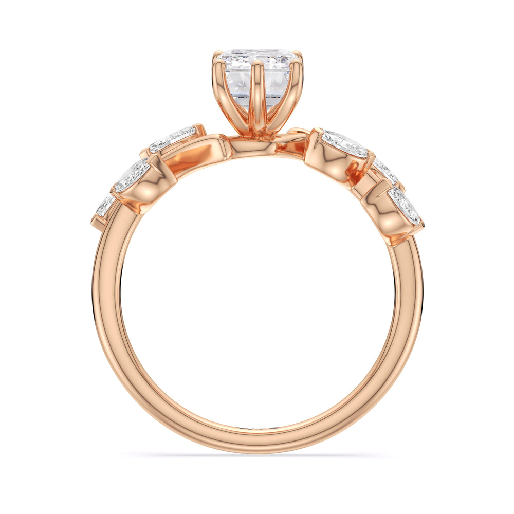 Emerald Cut Slender Vine Six Prong Engagement Ring with Lab Grown Diamond in 14KT Rose Gold view 2
