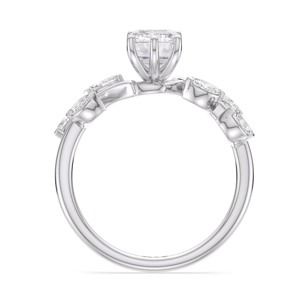 Emerald Cut Slender Vine Six Prong Lab Grown Diamond Engagement Ring (E+ VVS+) with Lab Grown Diamond in 14KT Platinum view 2
