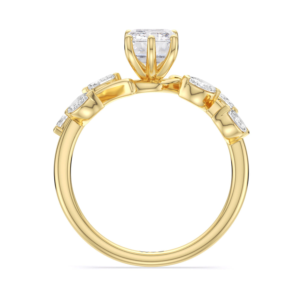 Emerald Cut Slender Vine Six Prong Lab Grown Diamond Engagement Ring (E+ VVS+) with Lab Grown Diamond in 14KT Yellow Gold view 2
