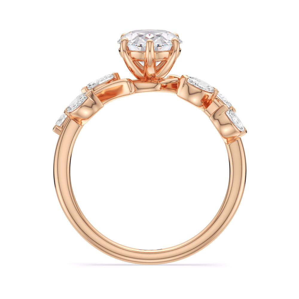 Oval Cut Slender Vine Six Prong Lab Grown Diamond Engagement Ring (E+ VVS+) with Lab Grown Diamond in 14KT Rose Gold view 3
