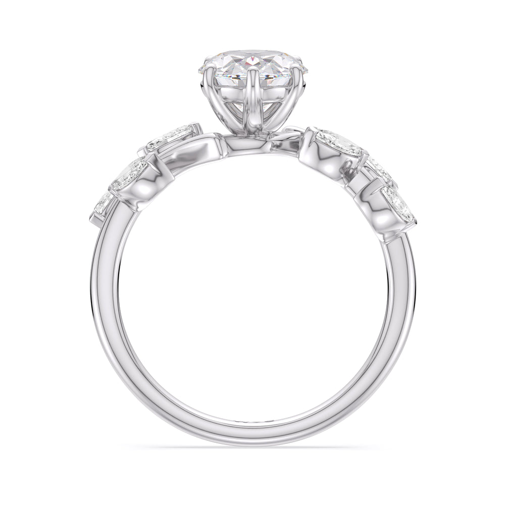 Oval Cut Slender Vine Six Prong Lab Grown Diamond Engagement Ring (E+ VVS+) with Lab Grown Diamond in 14KT Platinum view 3
