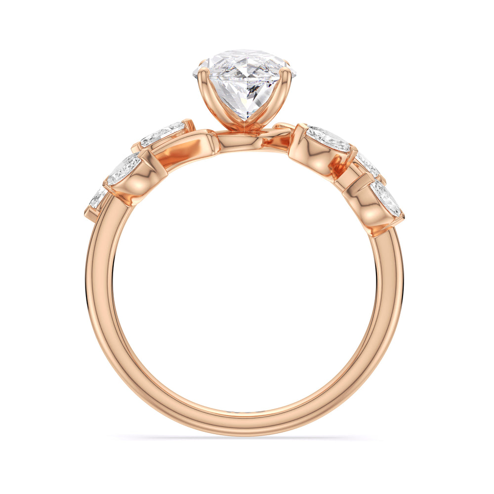 Pear Cut Slender Vine Six Prong Engagement Ring with Lab Grown Diamond in 14KT Rose Gold view 2
