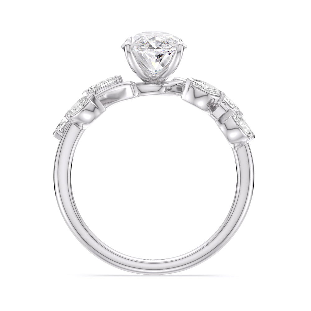 Pear Cut Slender Vine Six Prong Engagement Ring with Lab Grown Diamond in 14KT Platinum view 2
