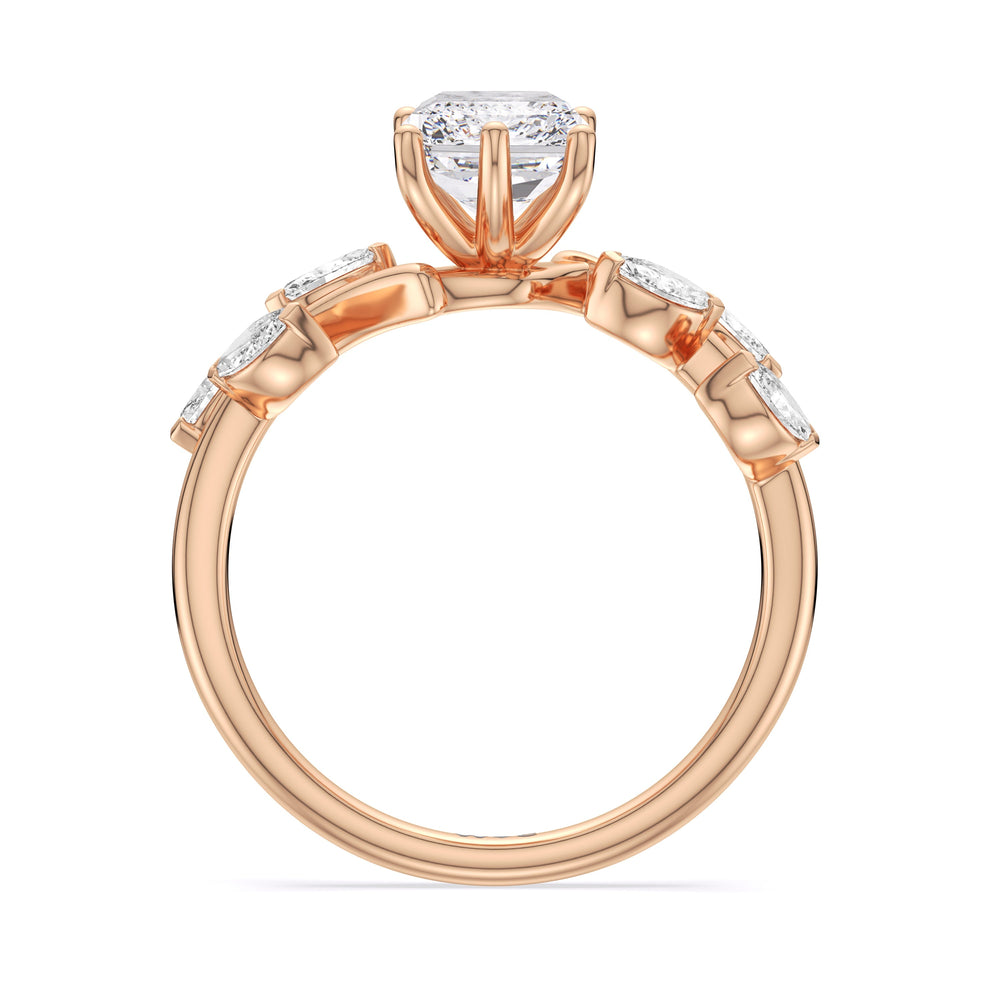 Radiant Cut Slender Vine Six Prong Lab Grown Diamond Engagement Ring (E+ VVS+) with Lab Grown Diamond in 14KT Rose Gold view 2

