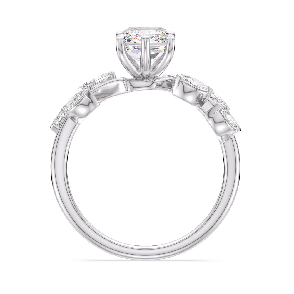Radiant Cut Slender Vine Six Prong Engagement Ring with Lab Grown Diamond in 14KT Platinum view 2

