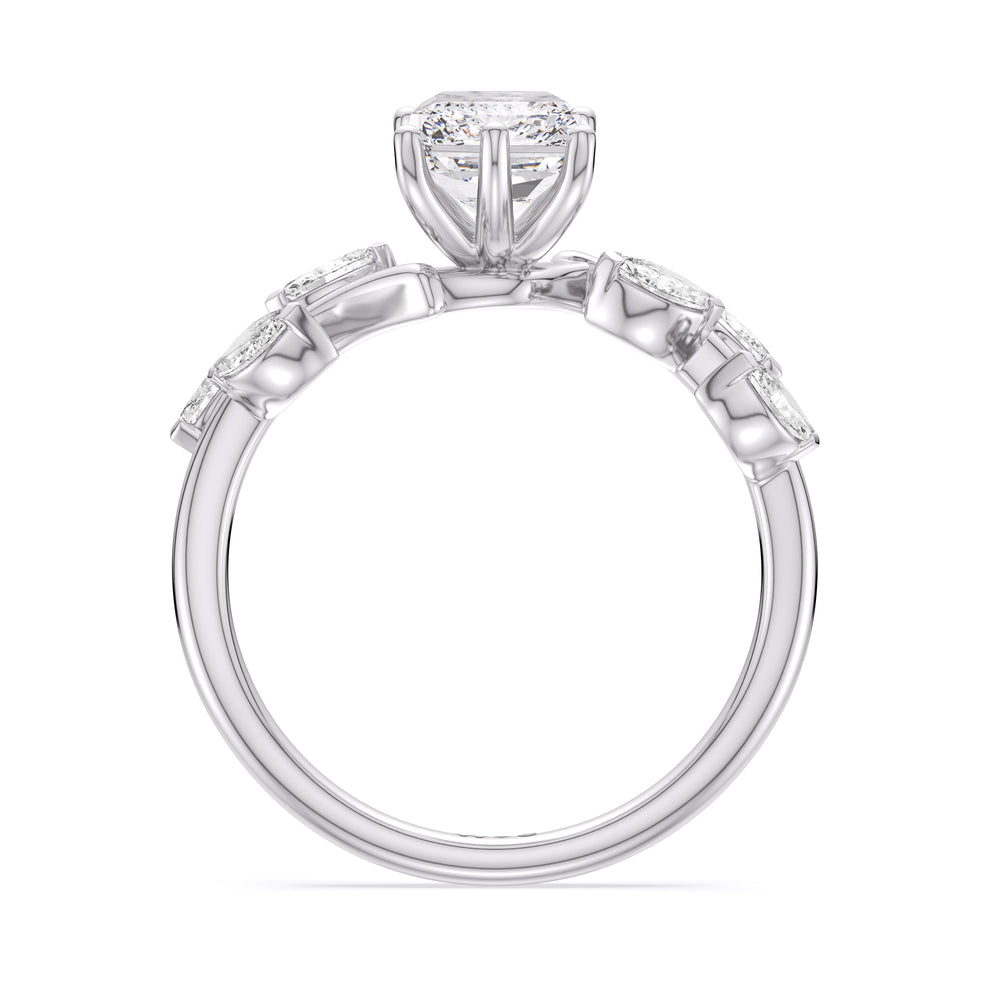 Radiant Cut Slender Vine Six Prong Lab Grown Diamond Engagement Ring (E+ VVS+) with Lab Grown Diamond in 14KT Platinum view 2
