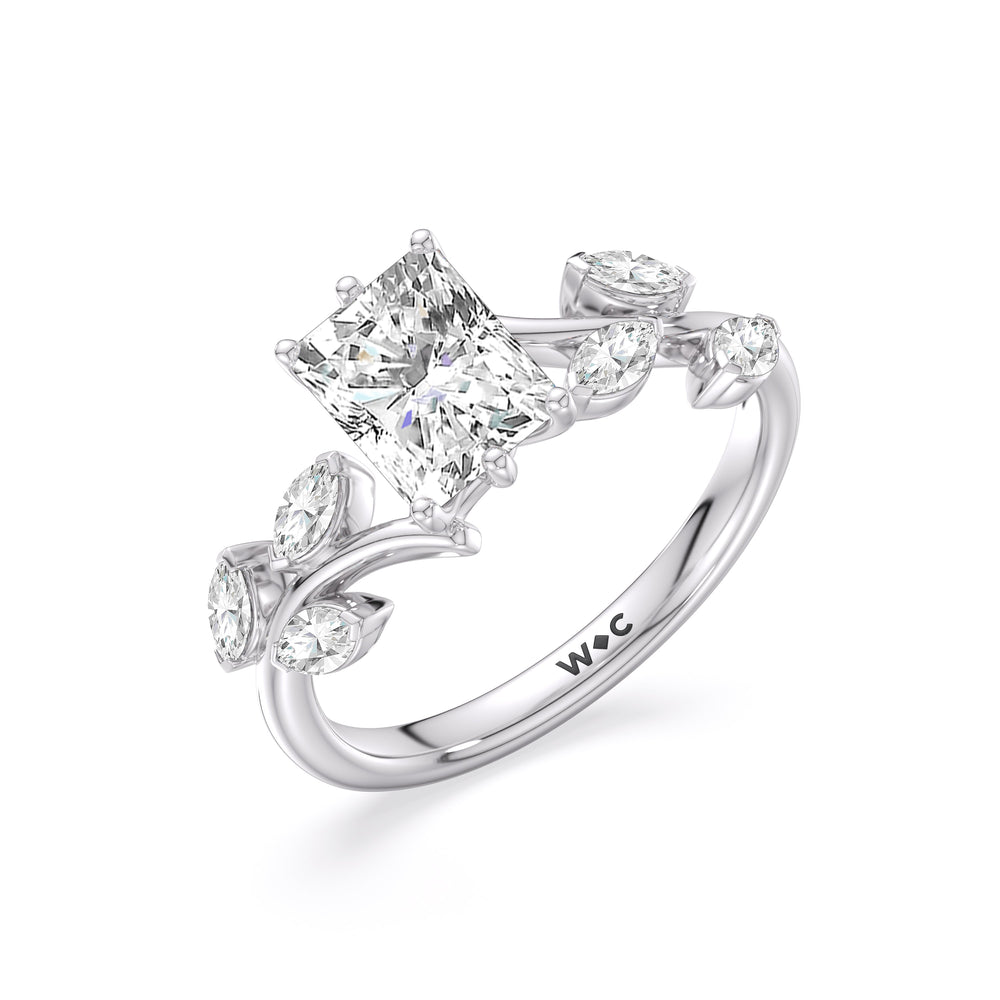 Radiant Cut Slender Vine Six Prong Engagement Ring with Lab Grown Diamond in 14KT Platinum view 3
