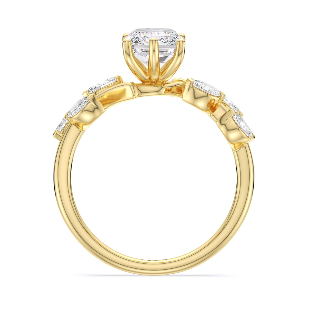 Radiant Cut Slender Vine Six Prong Lab Grown Diamond Engagement Ring (E+ VVS+) with Lab Grown Diamond in 14KT Yellow Gold view 2
