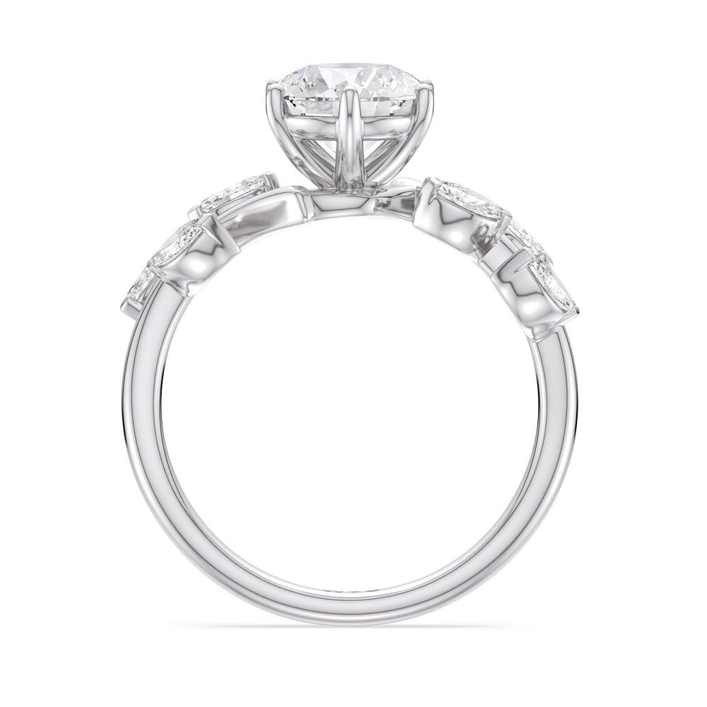 Round Cut Slender Vine Six Prong Lab Grown Diamond Engagement Ring (E+ VVS+) with Lab Grown Diamond in 14KT Platinum view 3
