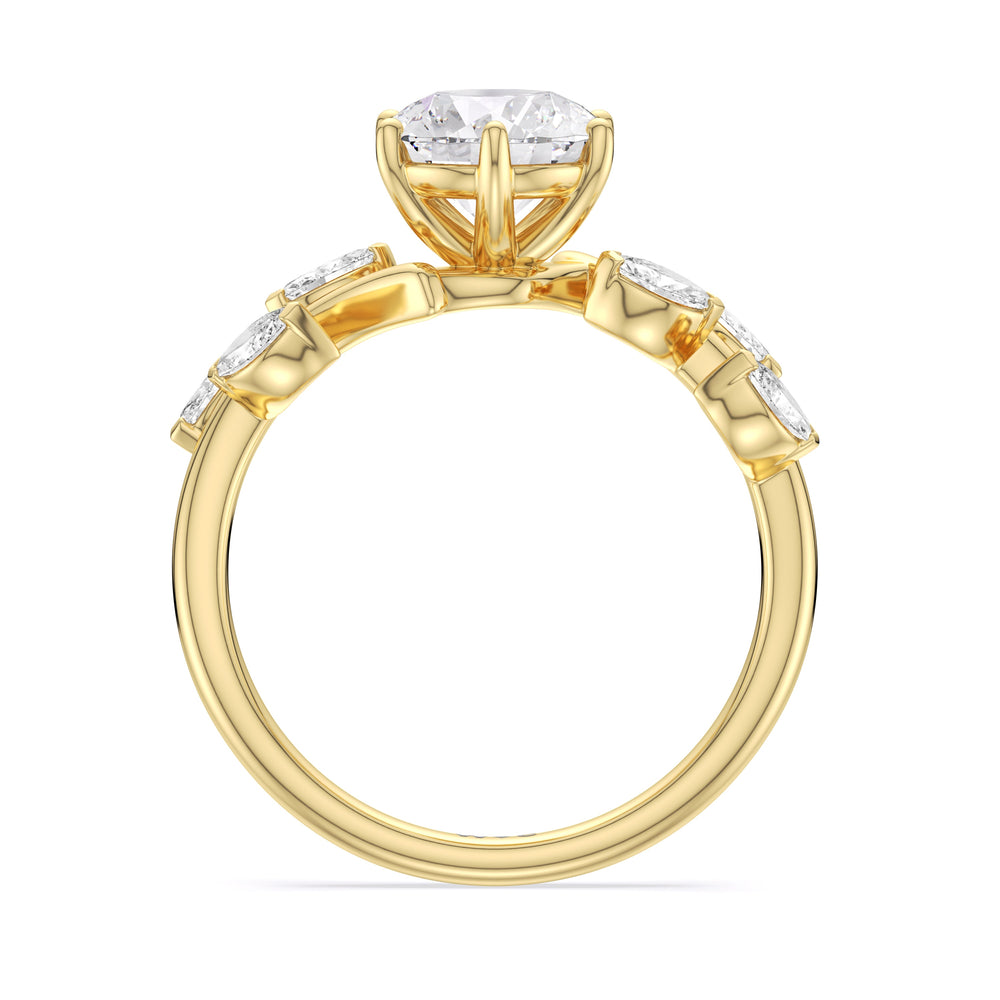 Round Cut Slender Vine Six Prong Lab Grown Diamond Engagement Ring (E+ VVS+) with Lab Grown Diamond in 14KT Yellow Gold view 3
