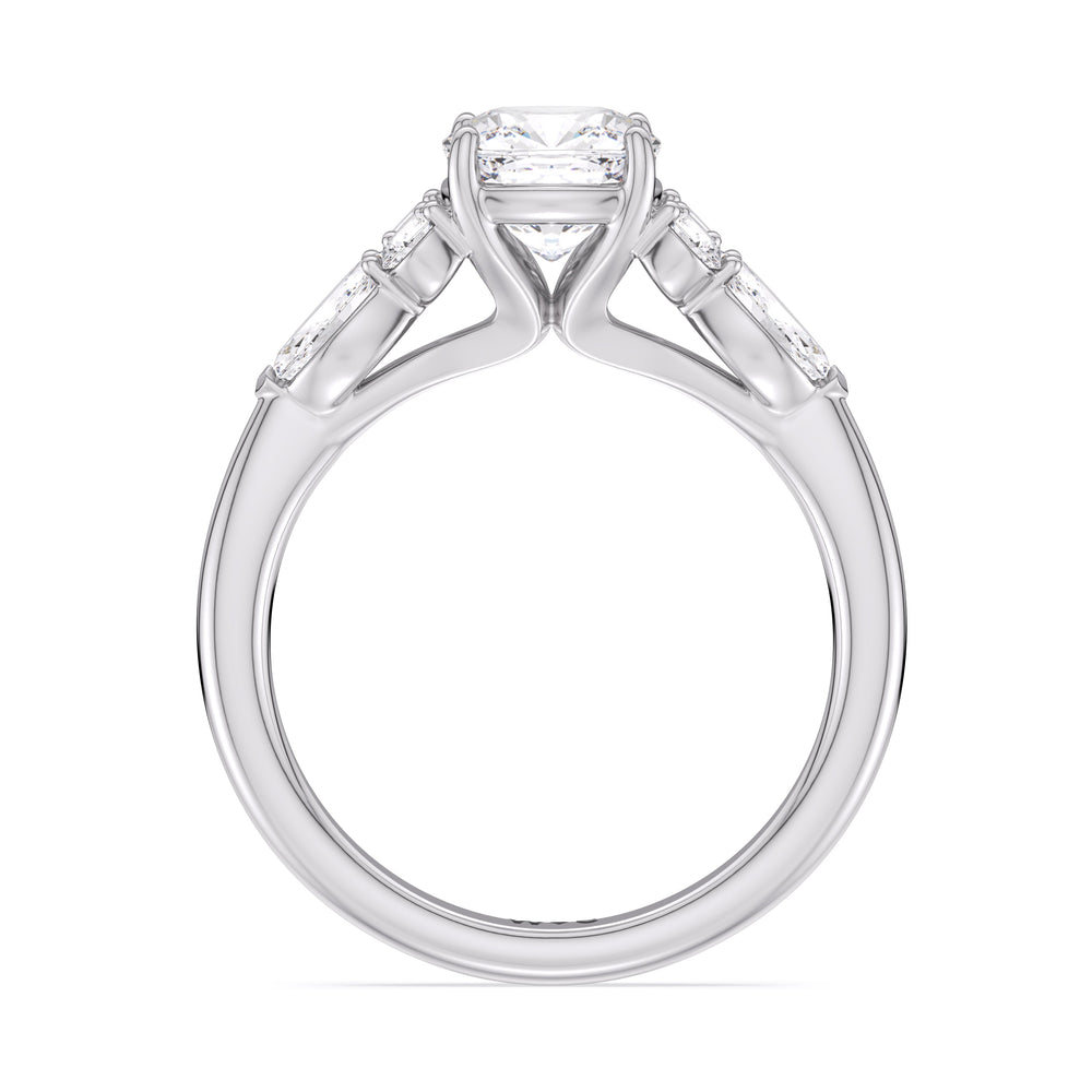 Cushion Cut Trio Cluster Engagement Ring (E+ VVS+) with Lab Grown Diamond in 14KT Platinum view 2
