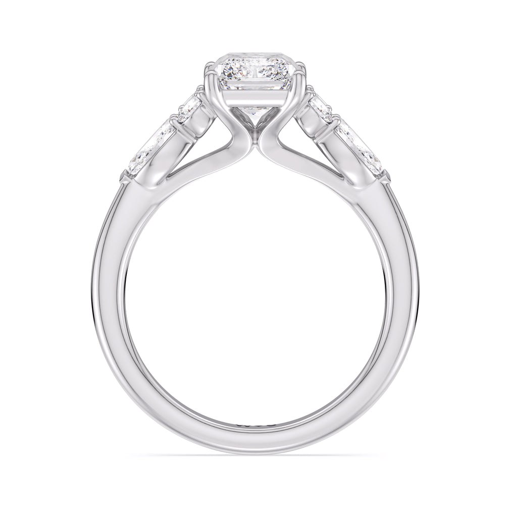 Radiant Cut Trio Cluster Engagement Ring (E+ VVS+) with Lab Grown Diamond in 14KT Platinum view 2
