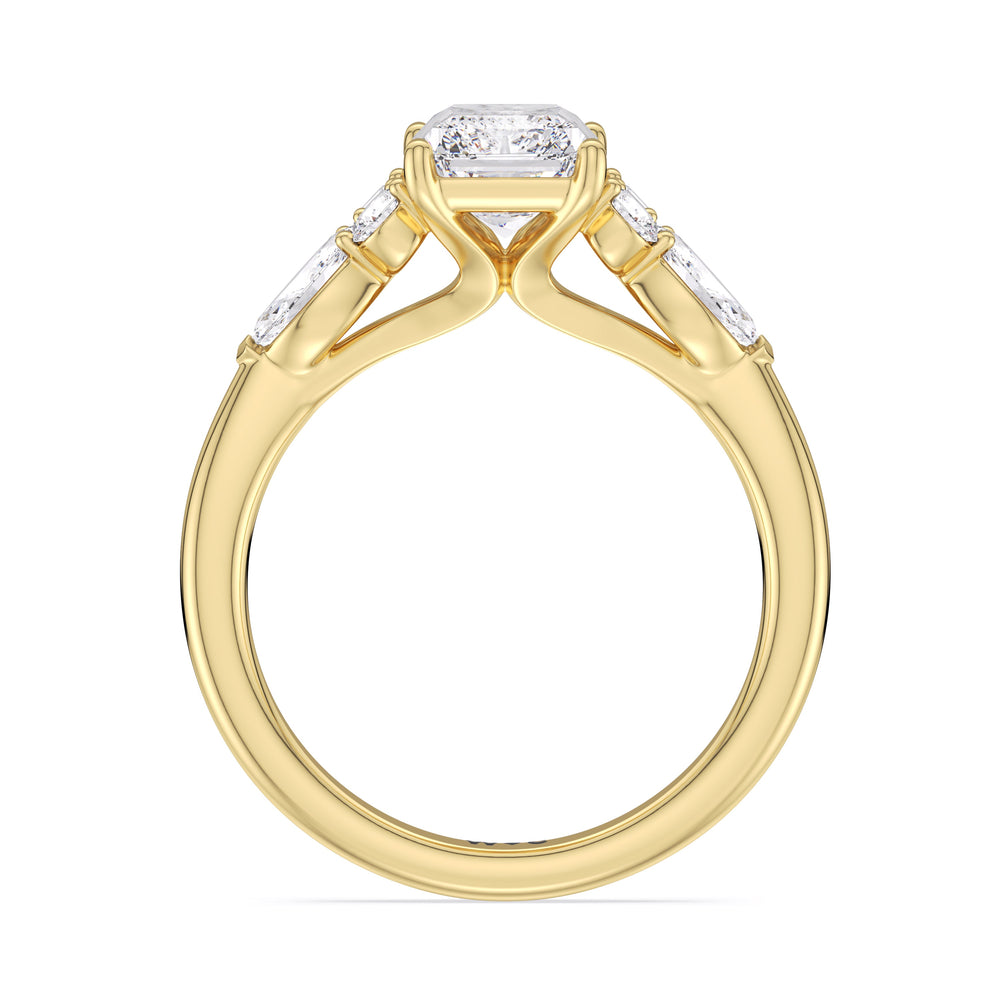 Radiant Cut Trio Cluster Engagement Ring (E+ VVS+) with Lab Grown Diamond in 14KT Yellow Gold view 2

