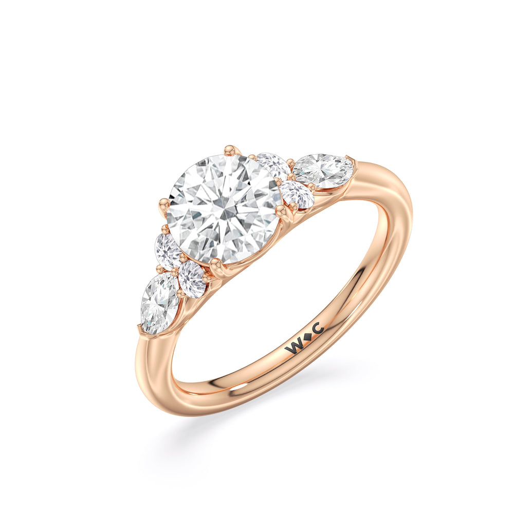 Round Cut Trio Cluster Engagement Ring (E+ VVS+) with Lab Grown Diamond in 14KT Rose Gold view 3
