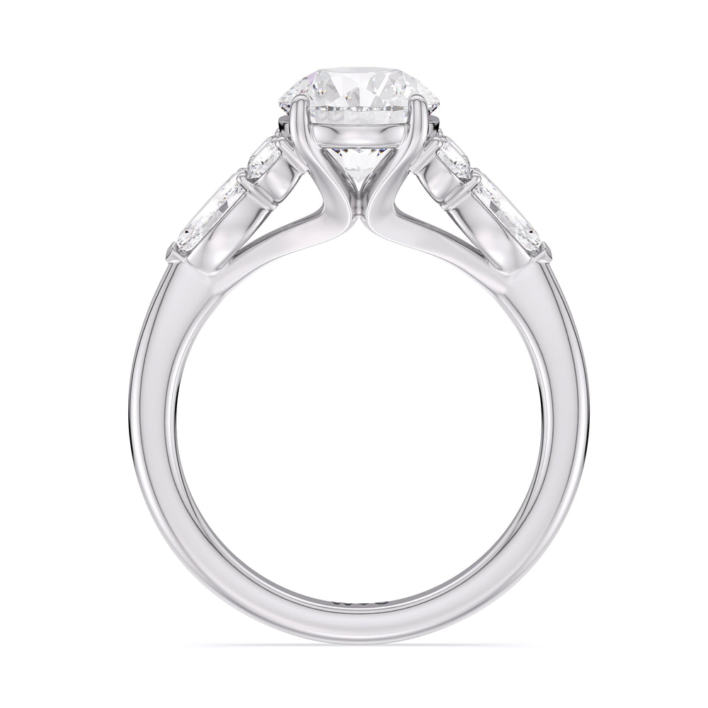 Round Cut Trio Cluster Engagement Ring (E+ VVS+) with Lab Grown Diamond in 14KT Platinum view 2
