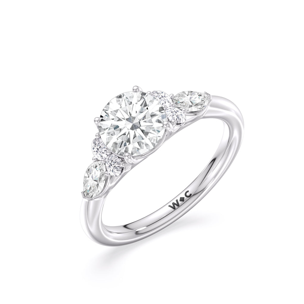 Round Cut Trio Cluster Engagement Ring (E+ VVS+) with Lab Grown Diamond in 14KT Platinum view 3
