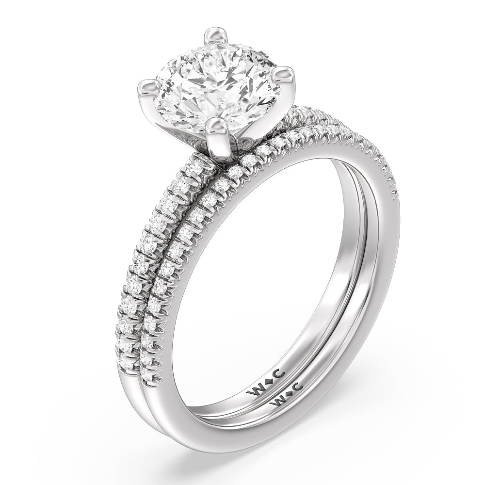 Vela Petite French Set Diamond Engagement Ring with Oval Cut Diamond in 14KT Rose Gold view 4
