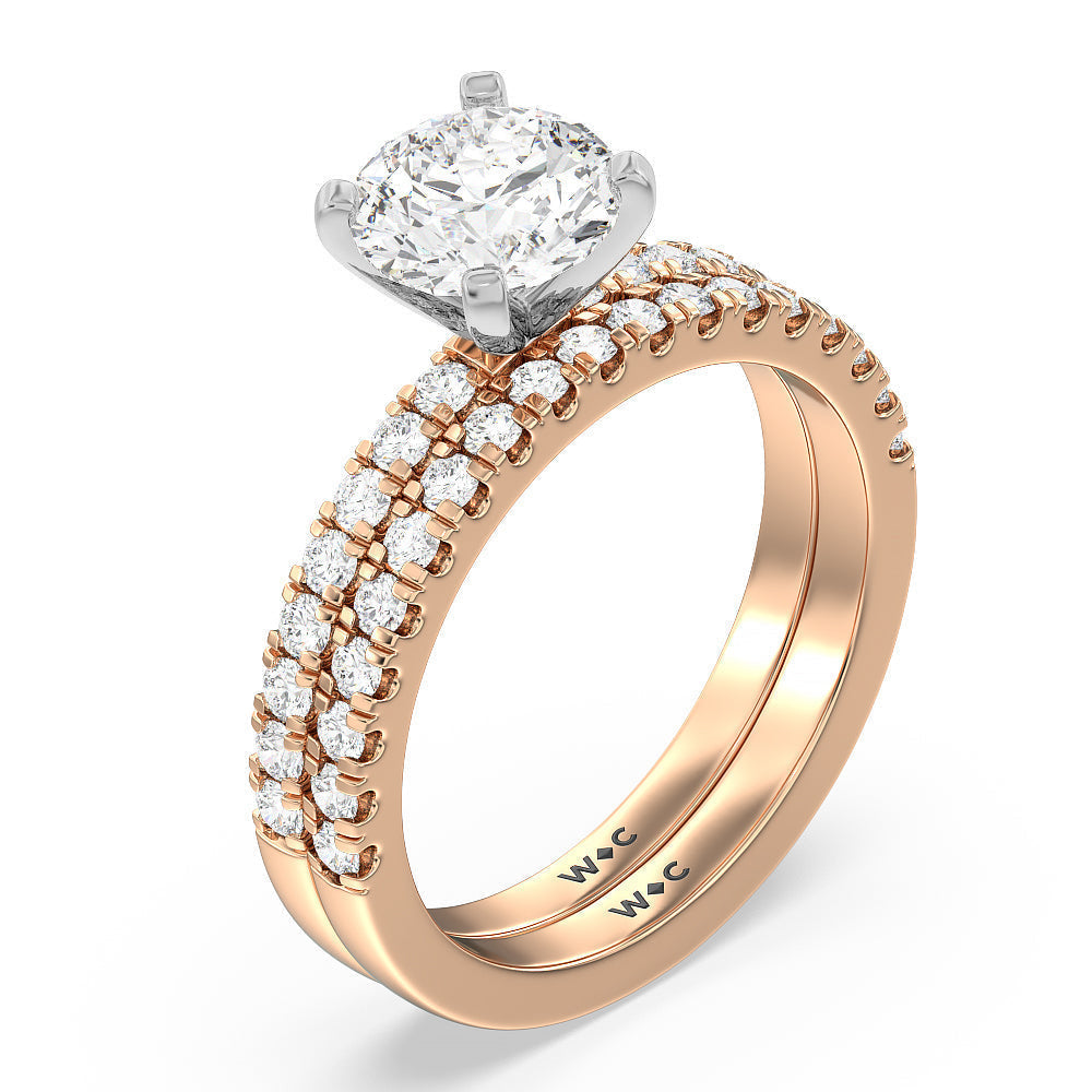 Vela Classic Pave Diamond Engagement Ring with Radiant Cut Diamond in 14KT White & Rose Gold view 4
