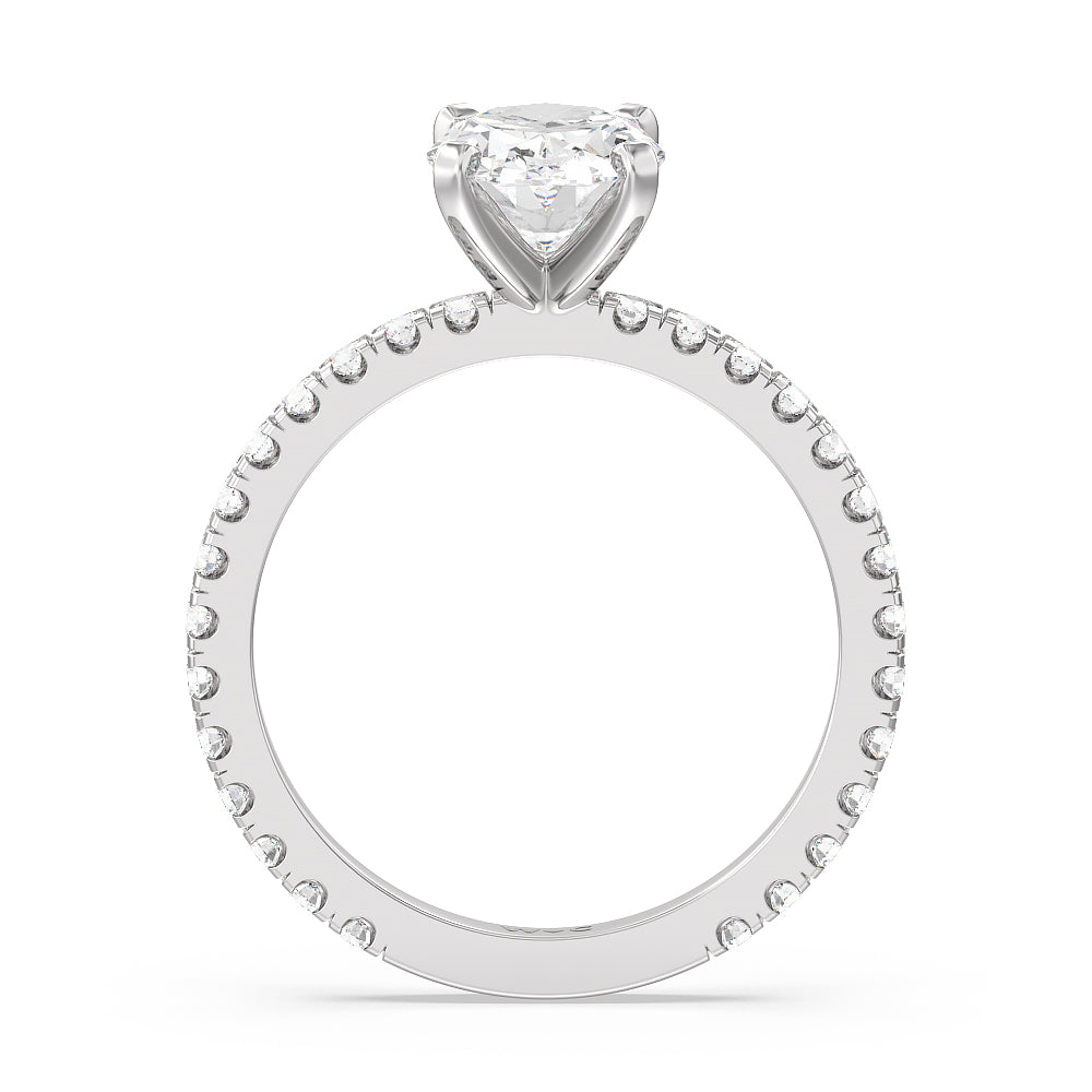 2.08ct Oval Ara Midi Classic Pave Diamond Engagement Ring with 2 5/8 Cut Diamond in 14KT Oval view 2
