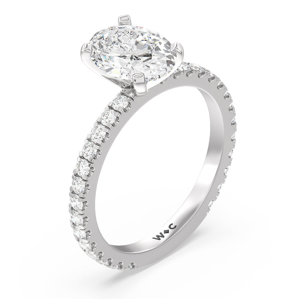 2.08ct Oval Ara Midi Classic Pave Diamond Engagement Ring with 2 5/8 Cut Diamond in 14KT Oval view 3
