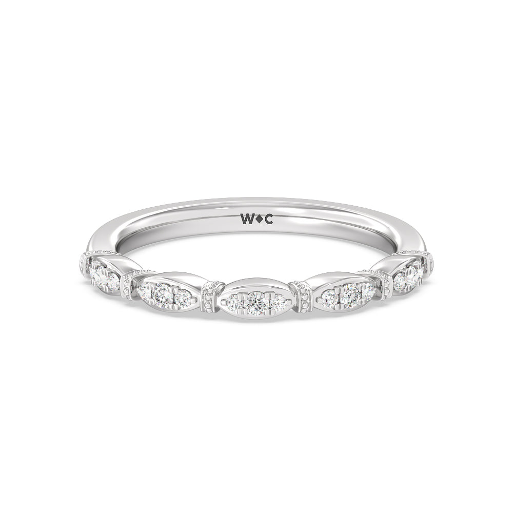 The Florence Wedding Band Size 6.5 with Platinum Cut Diamond in 14KT Platinum view 1
