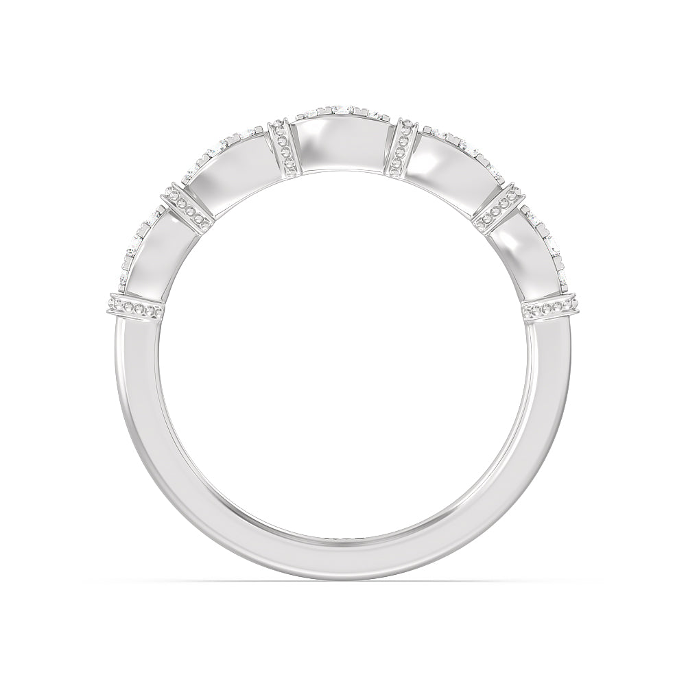 The Florence Wedding Band Size 6.5 with Platinum Cut Diamond in 14KT Platinum view 4
