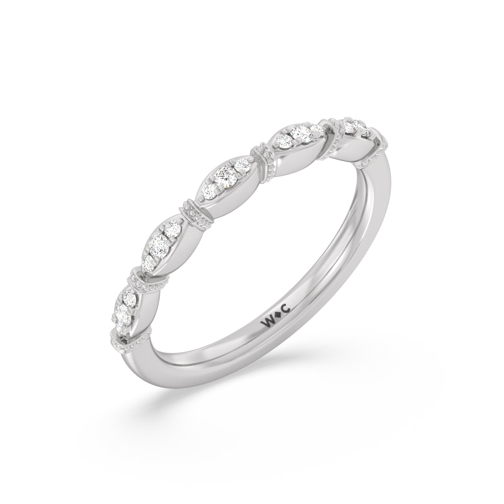 The Florence Wedding Band Size 6.5 with Platinum Cut Diamond in 14KT Platinum view 2
