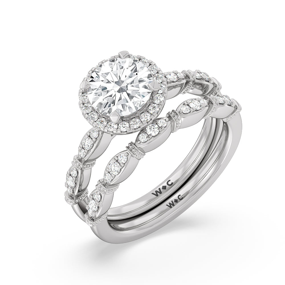 The Florence Wedding Band Size 6.5 with Platinum Cut Diamond in 14KT Platinum view 3
