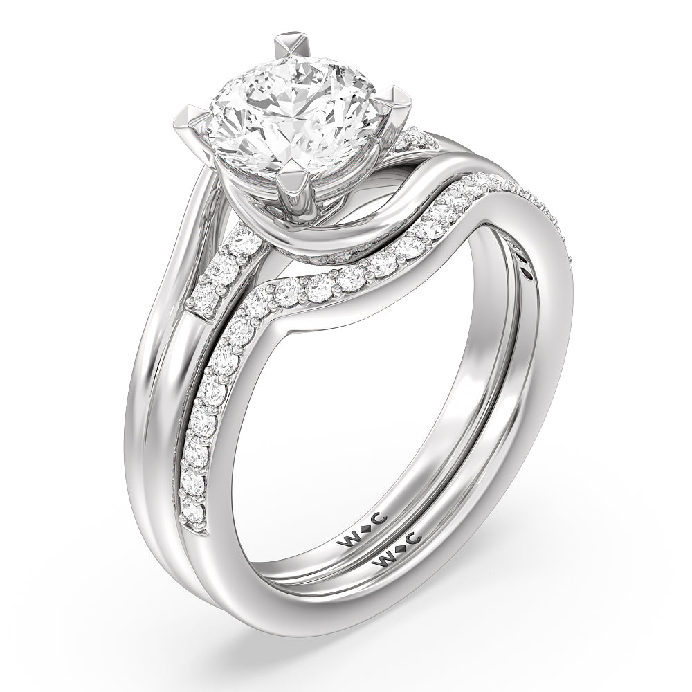 Oval Cut Crossover Arm Studded Shank Engagement Ring with Lab Grown Diamond in 14KT Rose Gold view 4
