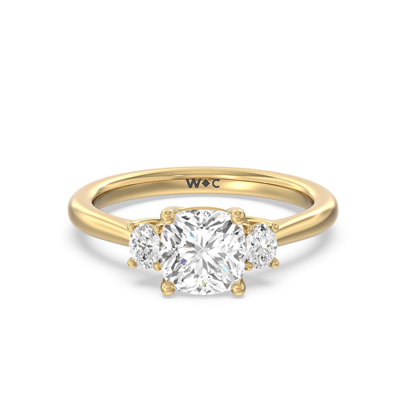 Classic Oval Side Stone In Trellis Basket Engagement Ring