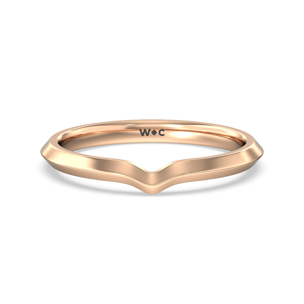 Six Prong Knife Edge Wedding Band with 18KT Rose Gold Cut Diamond in 14KT Rose Gold view 1
