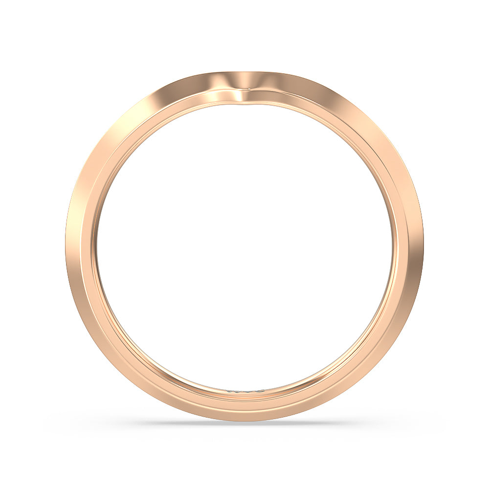 Six Prong Knife Edge Wedding Band with 18KT Rose Gold Cut Diamond in 14KT Rose Gold view 2
