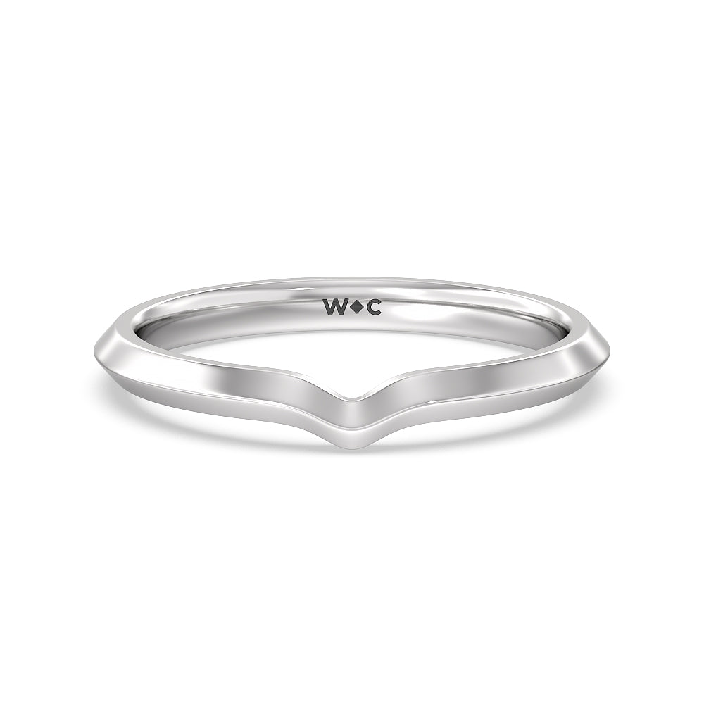 Six Prong Knife Edge Wedding Band with Platinum Cut Diamond in 14KT Platinum view 1
