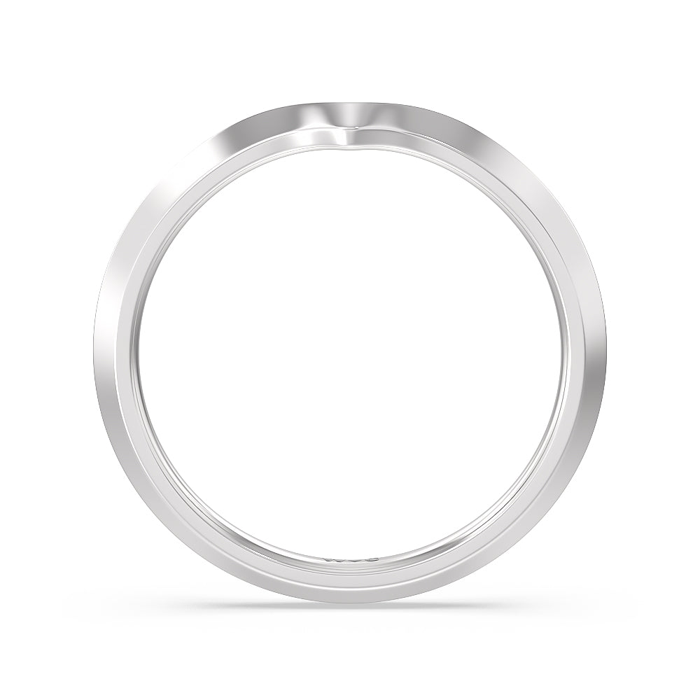 Six Prong Knife Edge Wedding Band with Platinum Cut Diamond in 14KT Platinum view 2
