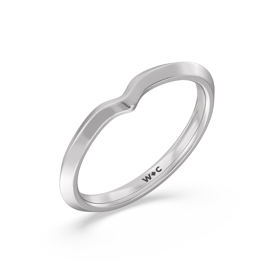 Six Prong Knife Edge Wedding Band with Platinum Cut Diamond in 14KT Platinum view 3
