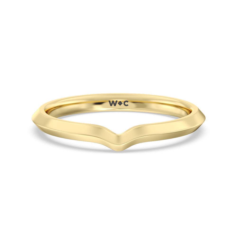Six Prong Knife Edge Wedding Band with 18KT Yellow Gold Cut Diamond in 14KT Yellow Gold view 1
