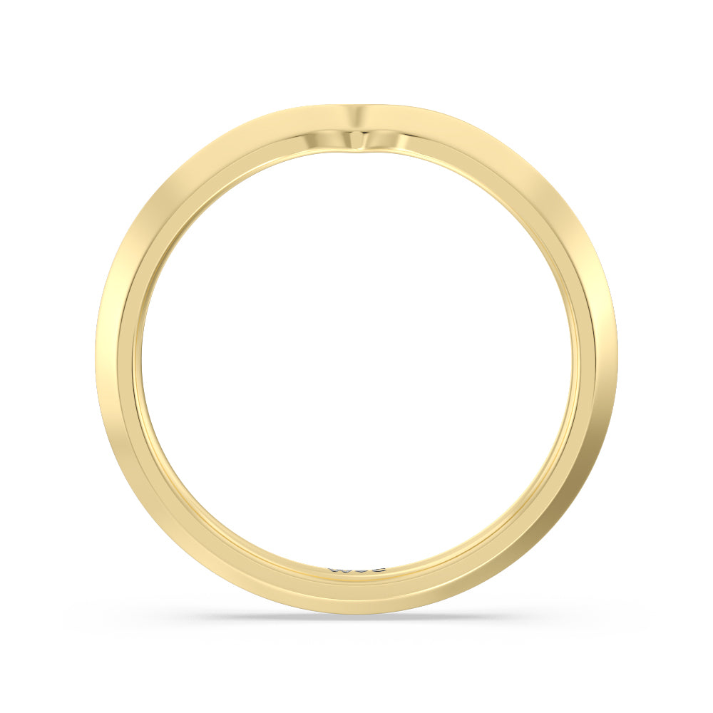 Six Prong Knife Edge Wedding Band with 18KT Yellow Gold Cut Diamond in 14KT Yellow Gold view 2

