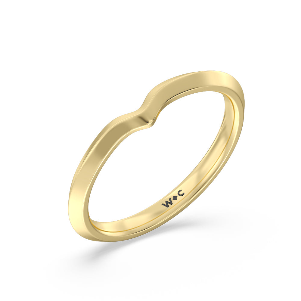 Six Prong Knife Edge Wedding Band with 18KT Yellow Gold Cut Diamond in 14KT Yellow Gold view 4
